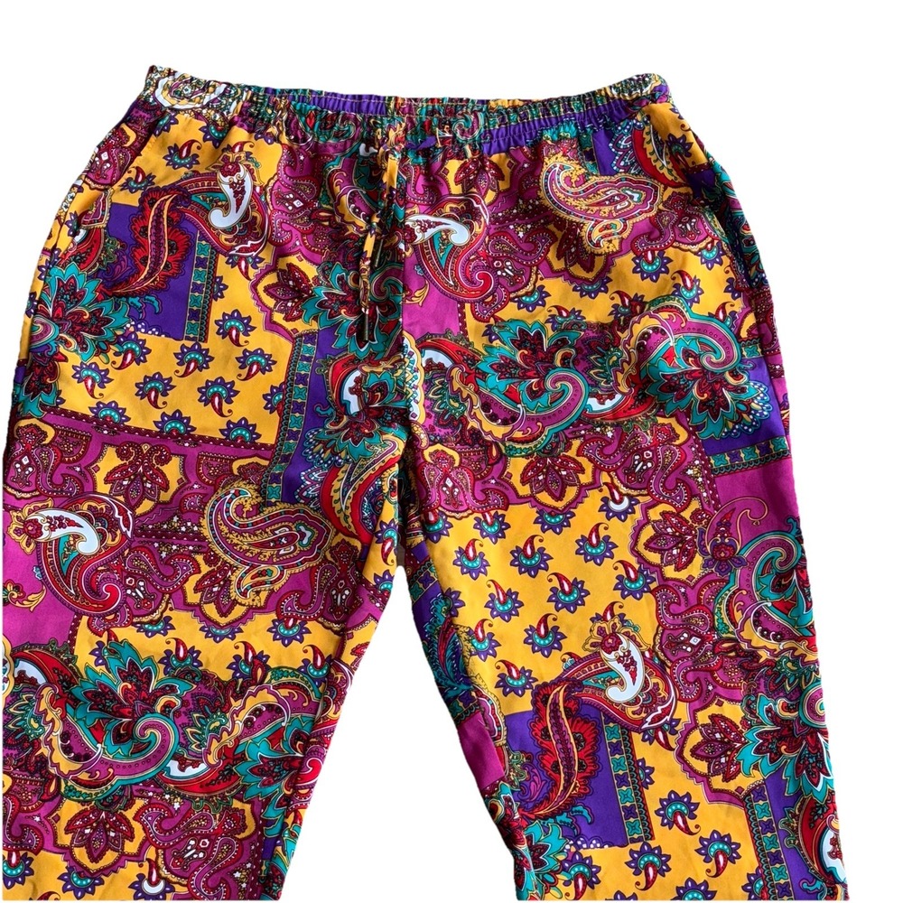 Ralph Lauren Womens 10 Multi Color Paisley Patchwork Trouser Pants Pockets Light - Picture 10 of 12